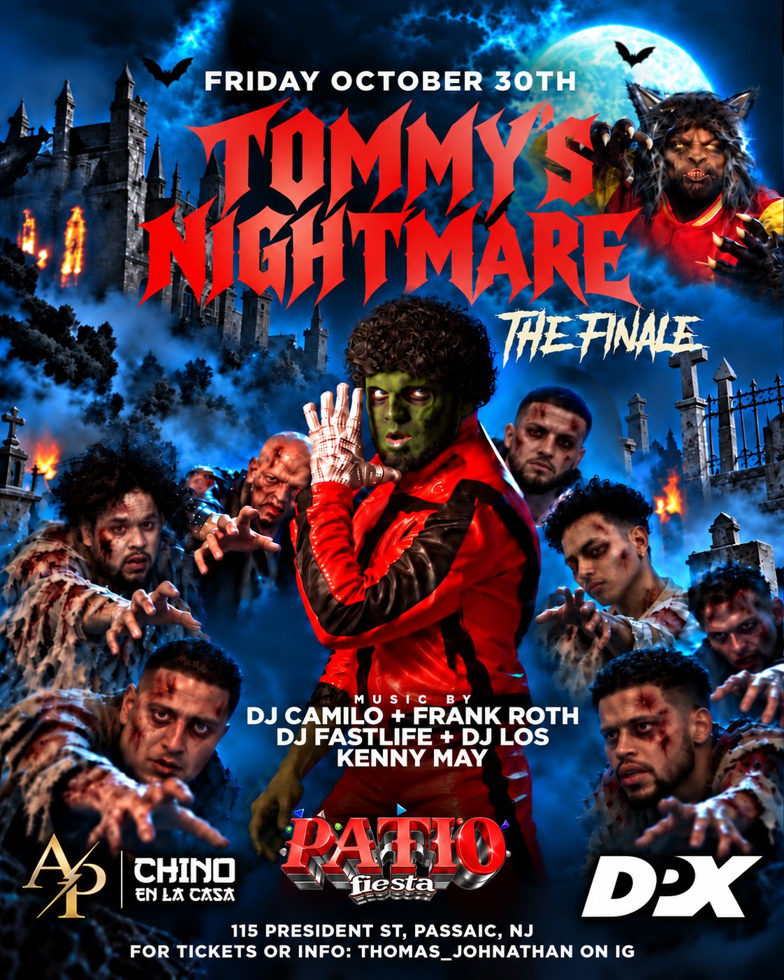 Tommy's Nightmare The Finale flyer, Friday October 30 at Patio Fiesta, Passaic NJ